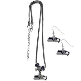 Seattle Seahawks NFL Game Day Necklace and Earrings - Silver