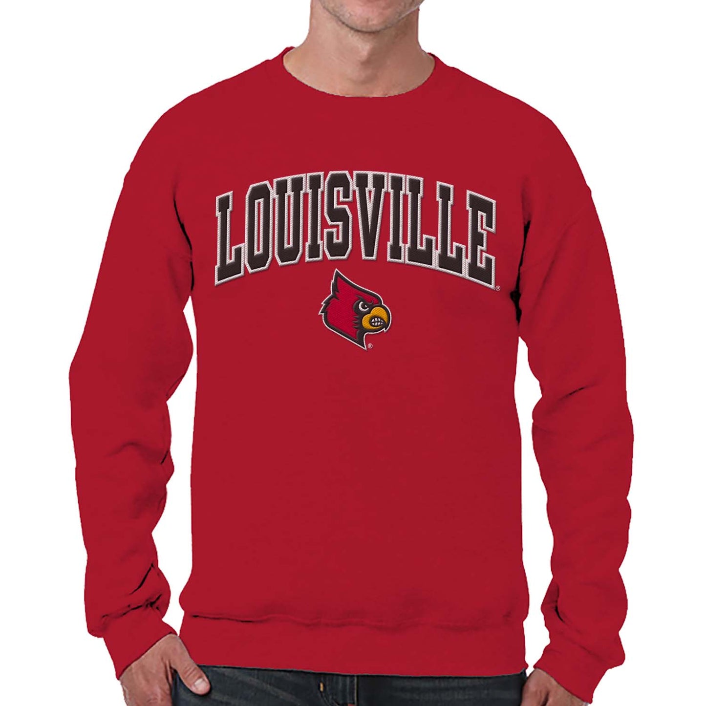 Louisville Cardinals NCAA Adult Tackle Twill Crewneck Sweatshirt - Red