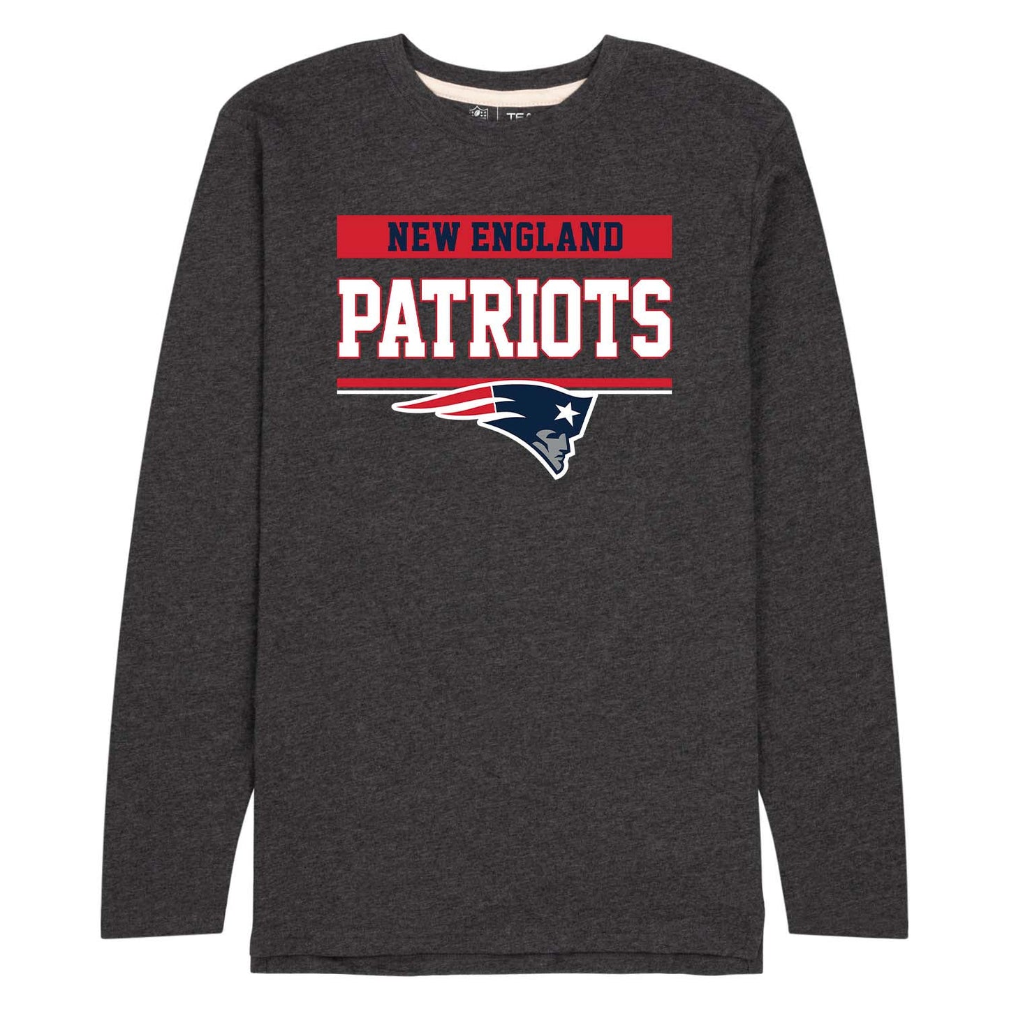 New England Patriots NFL Adult Charcoal Long Sleeve T Shirt - Charcoal