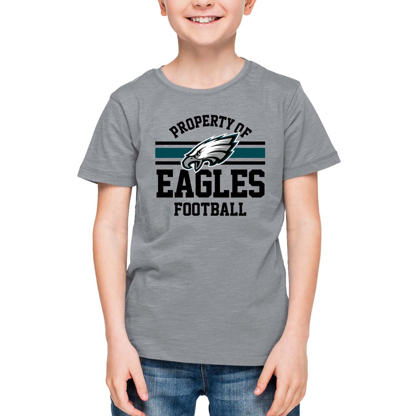 Philadelphia Eagles NFL Youth Property Of Short Sleeve Lightweight T Shirt - Sport Gray
