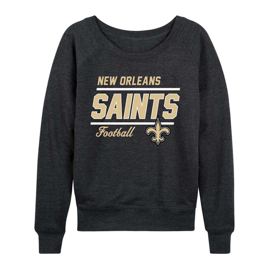 New Orleans Saints NFL Womens Crew Neck Light Weight - Charcoal