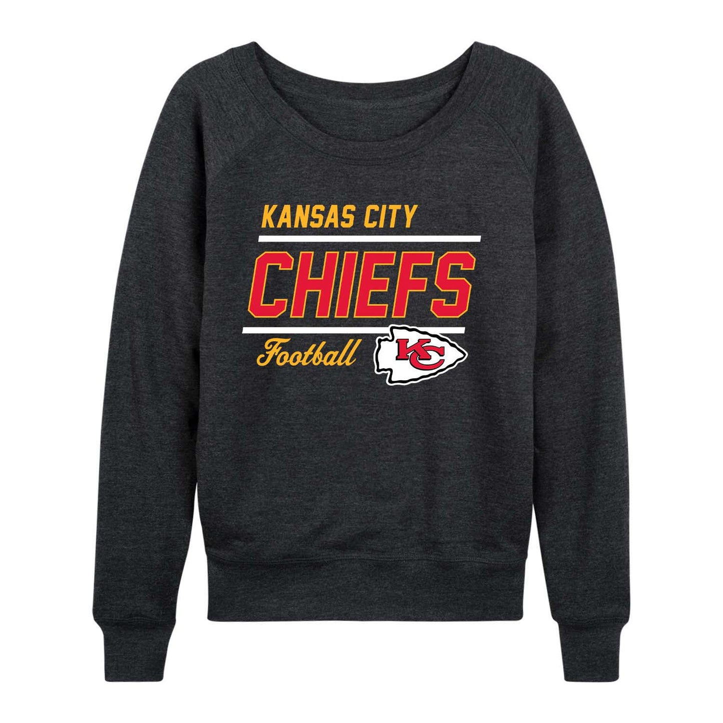 Kansas City Chiefs NFL Womens Crew Neck Light Weight - Charcoal