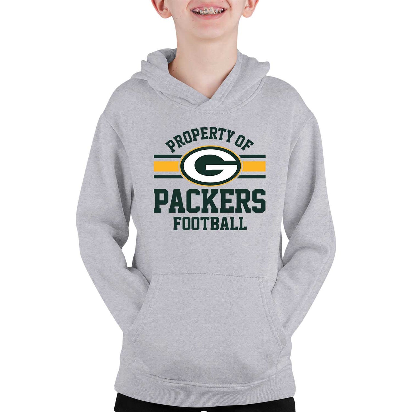 Green Bay Packers NFL Youth Property Of Hooded Sweatshirt - Sport Gray