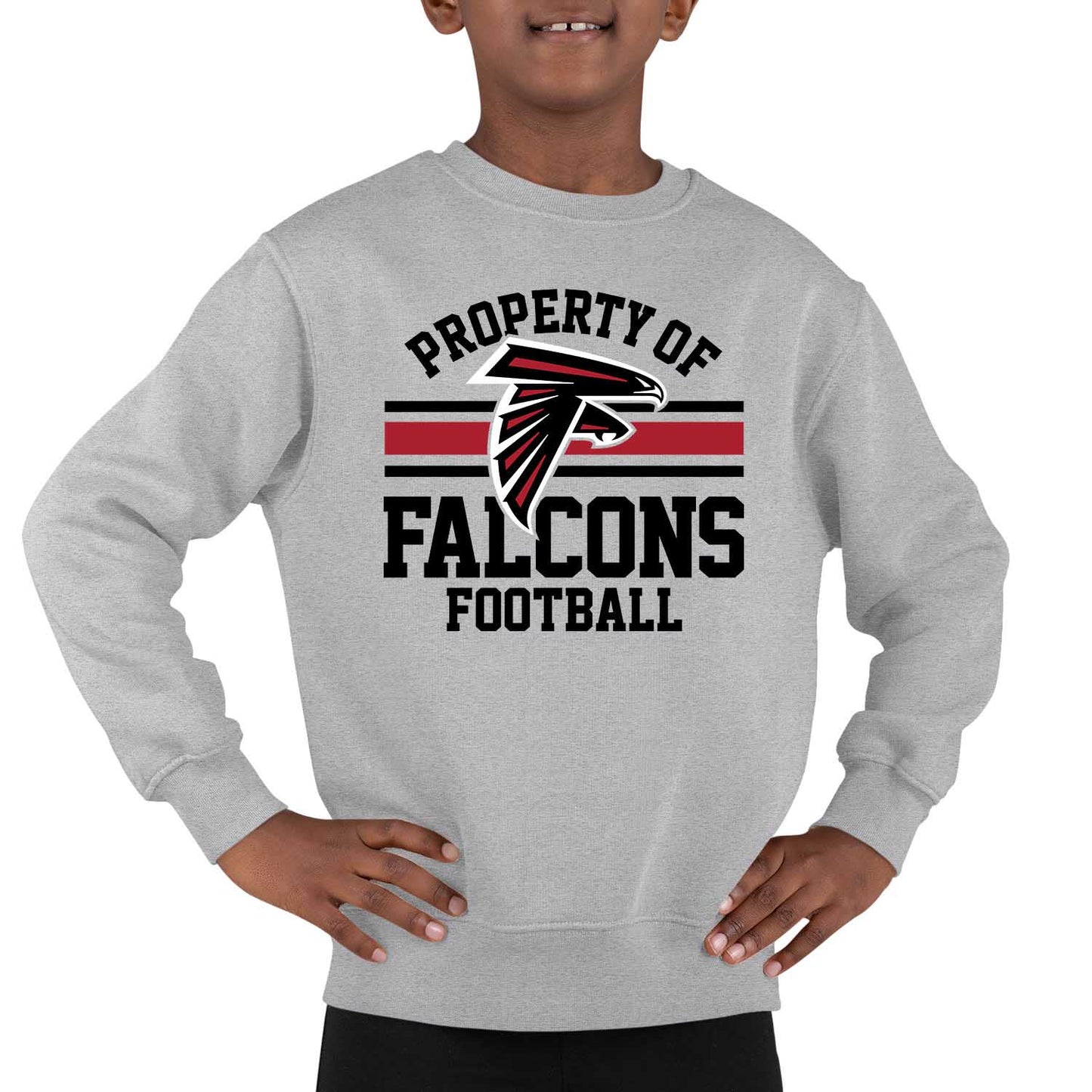 Atlanta Falcons NFL Youth Property Of Crew Sweatshirt - Sport Gray