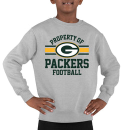 Green Bay Packers NFL Youth Property Of Crew Sweatshirt - Sport Gray