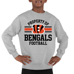 Cincinnati Bengals NFL Youth Property Of Crew Sweatshirt - Sport Gray