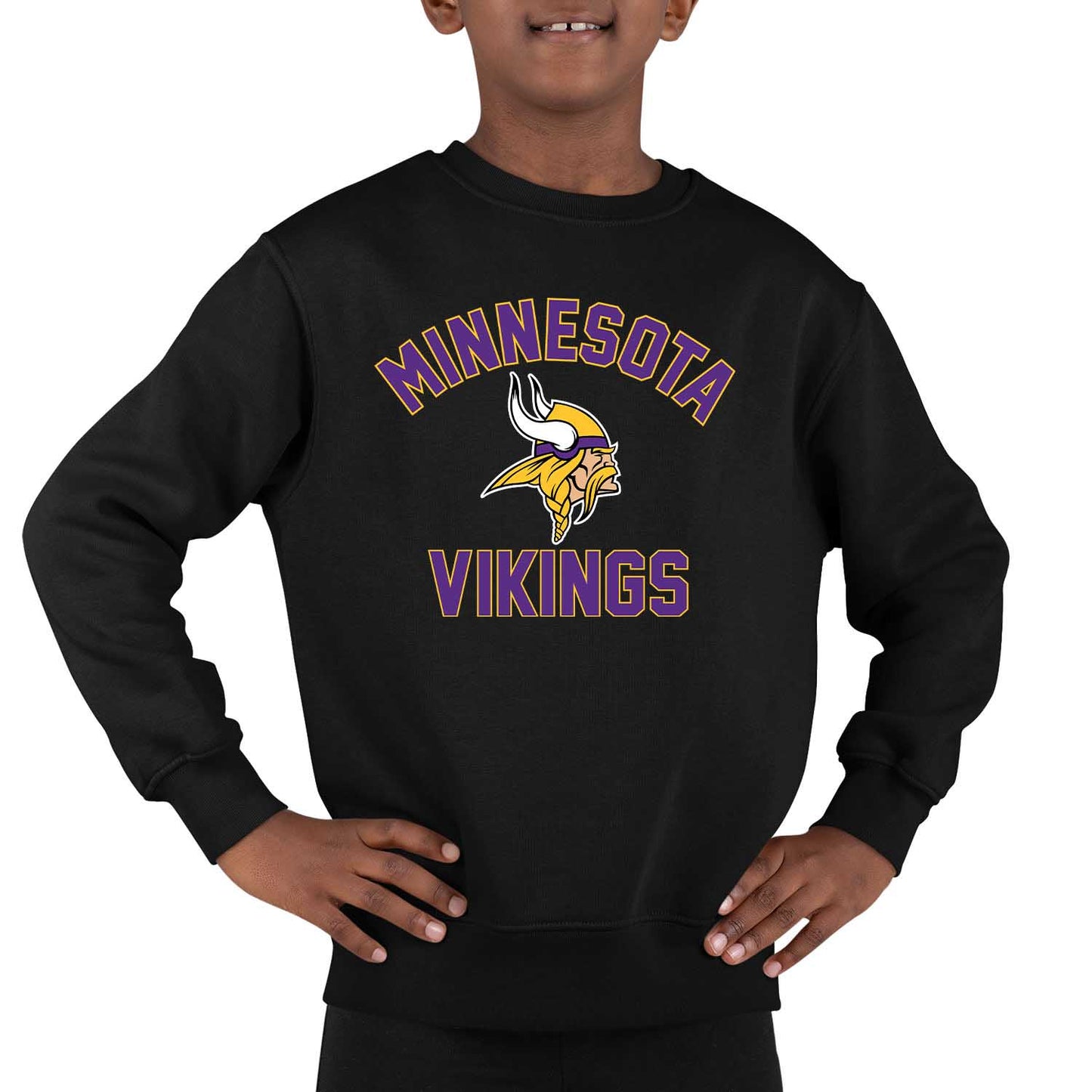 Minnesota Vikings NFL Youth Gameday Crewneck Sweatshirt - Black