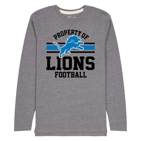Detroit Lions NFL Adult Property Of Long SleeveT Shirt - Sport Gray