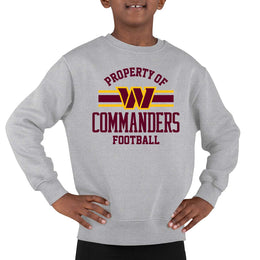 Washington Commanders NFL Youth Property Of Crew Sweatshirt - Sport Gray