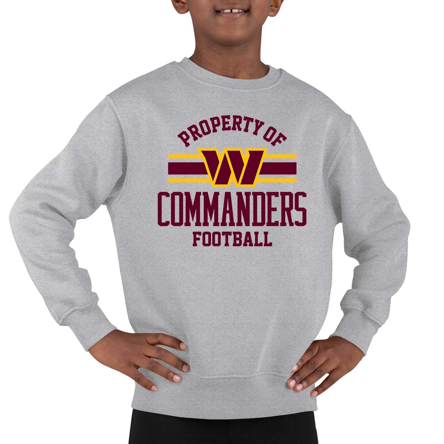 Washington Commanders NFL Youth Property Of Crew Sweatshirt - Sport Gray
