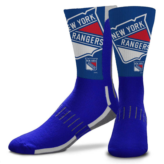 New York Rangers Adult NHL Zoom Curve Team Crew Socks - Royal