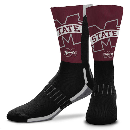 Mississippi State Bulldogs NCAA Adult State and University Crew Socks - Black