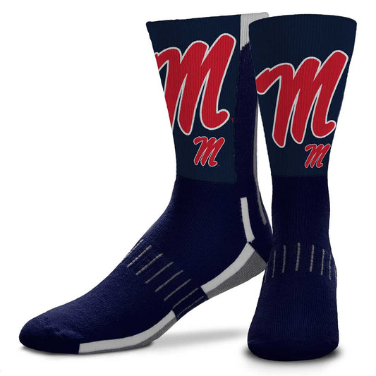Ole Miss Rebels NCAA Adult State and University Crew Socks - Indigo/Navy