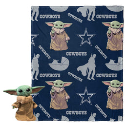Dallas Cowboys  NFL x Star Wars Pillow & Blanket Set 40" x 50" featuring The Child - Navy