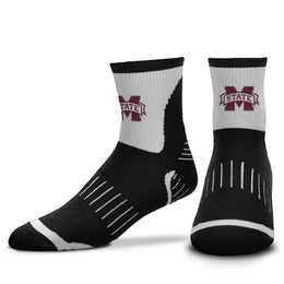 Mississippi State Bulldogs Adult NCAA Surge Quarter Length Crew Socks - Black