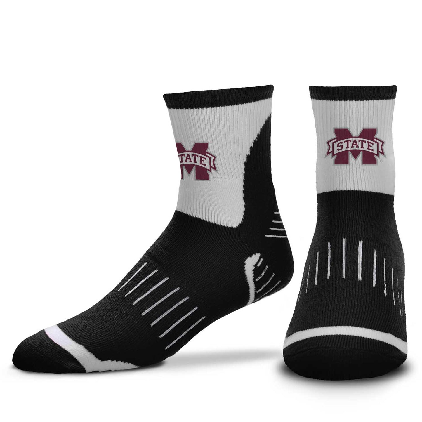 Mississippi State Bulldogs Adult NCAA Surge Quarter Length Crew Socks - Black