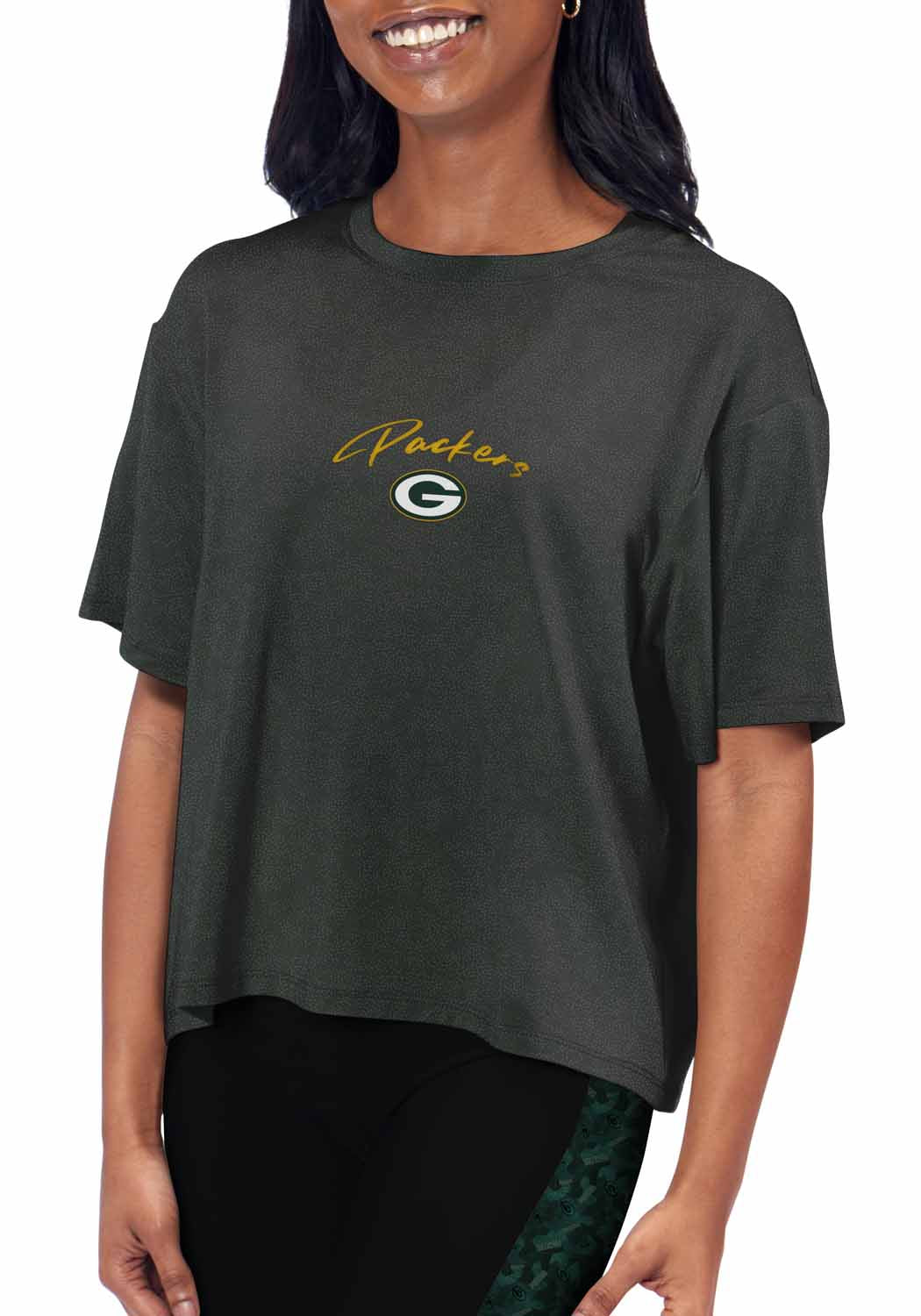 Green Bay Packers NFL Women's Crop Top - Black