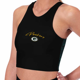 Green Bay Packers NFL Women's Sports Bra Activewear - Black