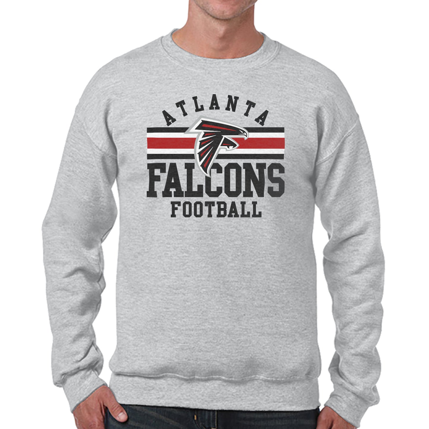 Atlanta Falcons NFL Team Stripe Crew Sweatshirt - Sport Gray