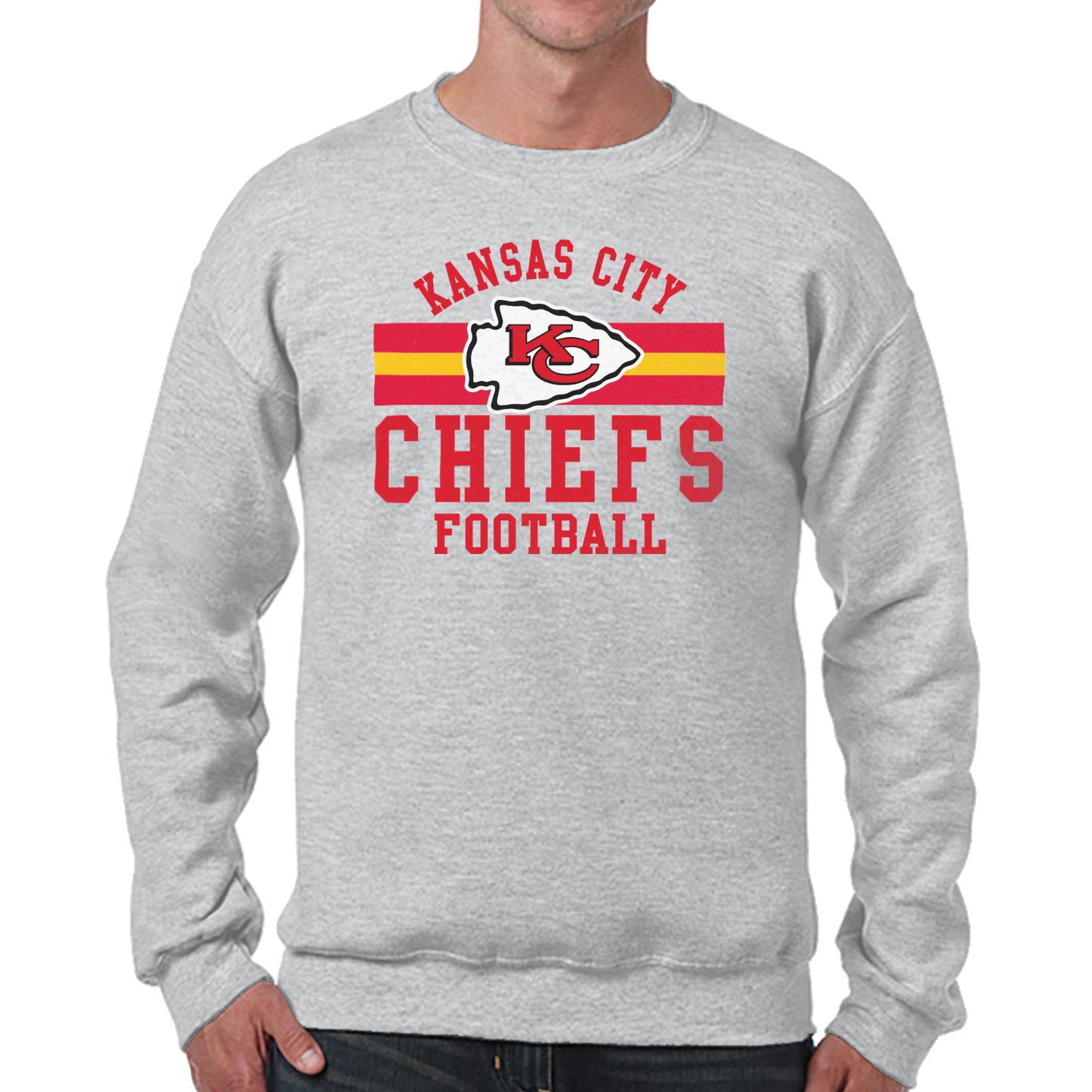 Kansas City Chiefs NFL Team Stripe Crew Sweatshirt - Sport Gray