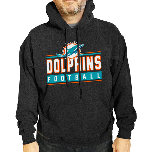 Miami Dolphins NFL Adult True Fan Hooded Charcoal Sweatshirt - Charcoal