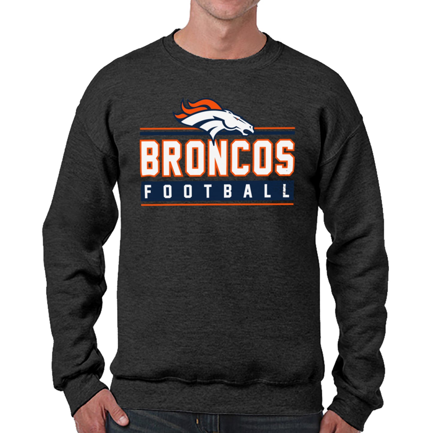 Denver Broncos NFL Adult True Fan Crewneck Sweatshirt - Charcoal