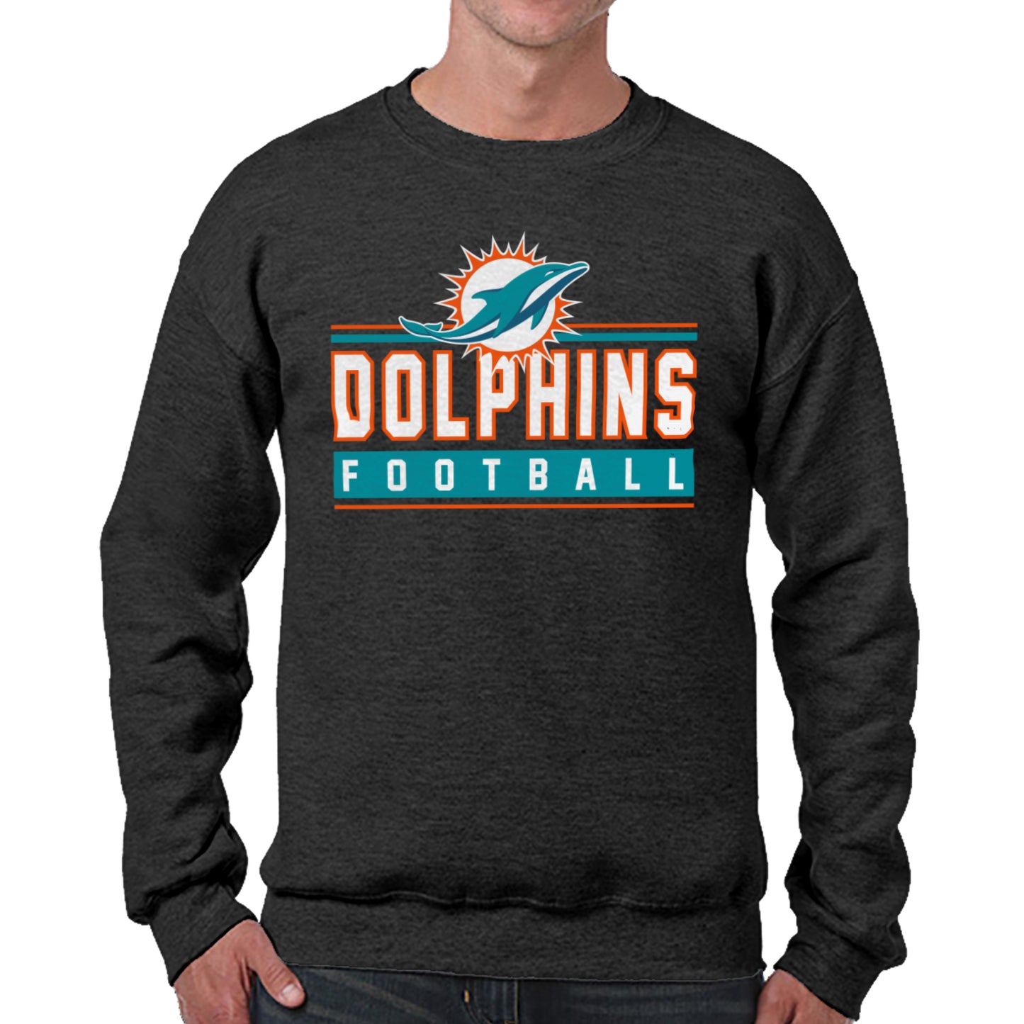 Miami Dolphins NFL Adult True Fan Crewneck Sweatshirt - Charcoal
