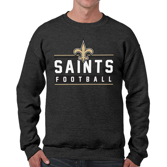 New Orleans Saints NFL Adult True Fan Crewneck Sweatshirt - Charcoal