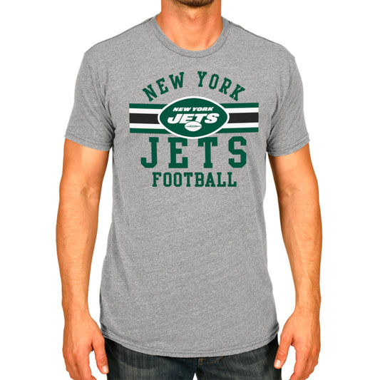 New York Jets NFL Adult Short Sleeve Team Stripe Tee - Sport Gray