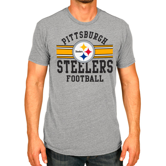 Pittsburgh Steelers NFL Adult Short Sleeve Team Stripe Tee - Sport Gray