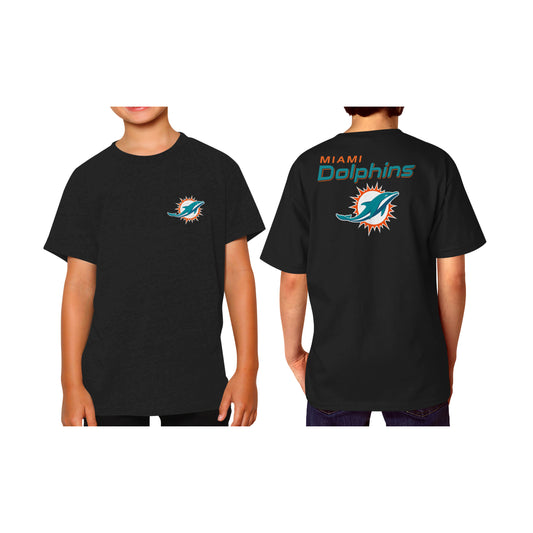 Miami Dolphins Team Fan Apparel NFL Youth Final Countdown Tee- Pro Football T-Shirt For Boys & Girls - Black