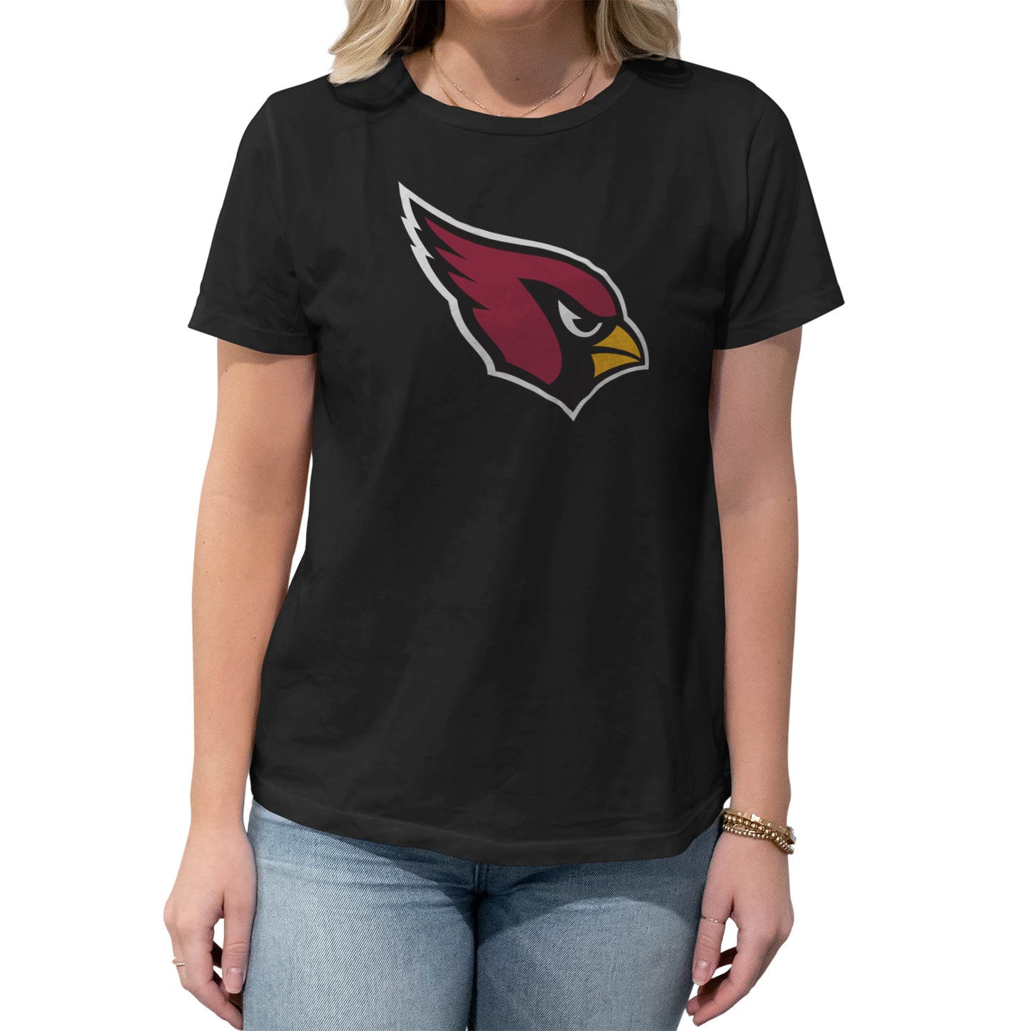Arizona Cardinals NFL Womens Heather Logo Relaxed Fit T-Shirt - Black