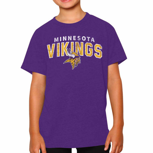 Minnesota Vikings NFL Youth Starting Fresh Tee- Pro Football Tag-Less T-Shirt For Boys & Girls - Purple