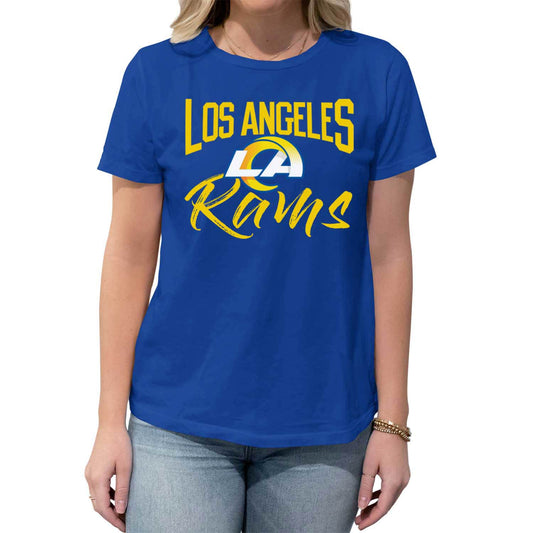 Los Angeles Rams NFL Women's Paintbrush Fitted T-Shirt - Royal