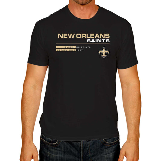 New Orleans Saints Adult NFL Speed Stat Sheet T-Shirt - Black