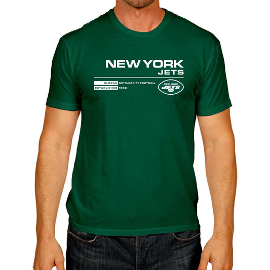 New York Jets Adult NFL Speed Stat Sheet T-Shirt - Forest Green