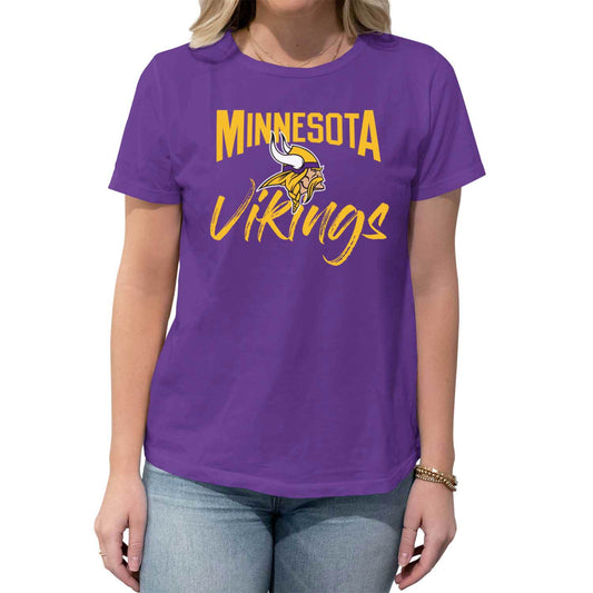 Minnesota Vikings NFL Women's Paintbrush Fitted T-Shirt - Purple