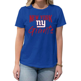 New York Giants NFL Women's Paintbrush Fitted T-Shirt - Royal