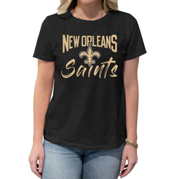 New Orleans Saints NFL Women's Paintbrush Fitted T-Shirt - Black