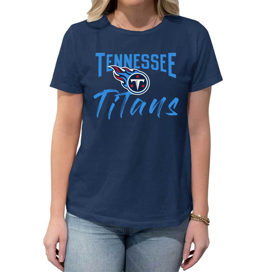 Tennessee Titans NFL Women's Paintbrush Fitted T-Shirt - Navy