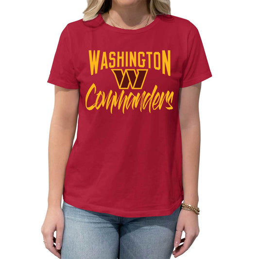 Washington Commanders NFL Women's Paintbrush Fitted T-Shirt - Maroon