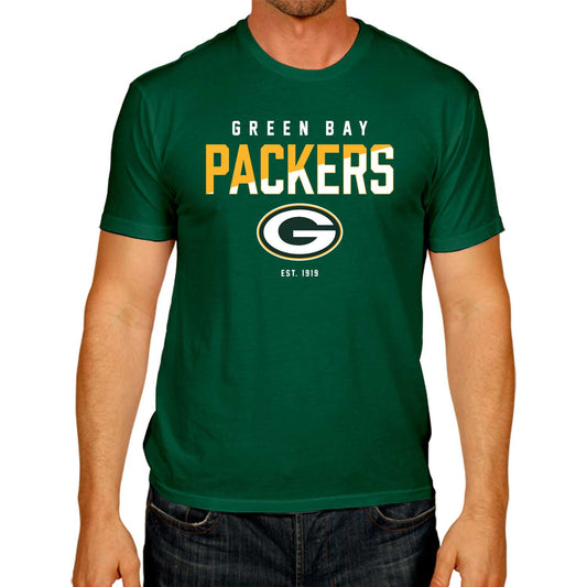 Green Bay Packers Adult NFL Diagonal Fade Color Block T-Shirt - Forest Green