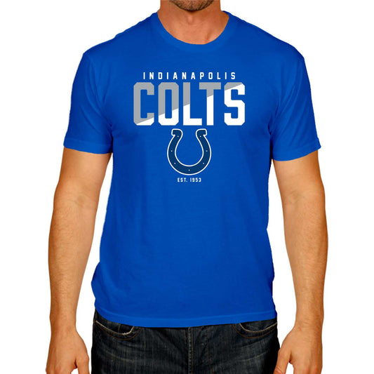 Indianapolis Colts Adult NFL Diagonal Fade Color Block T-Shirt - Royal