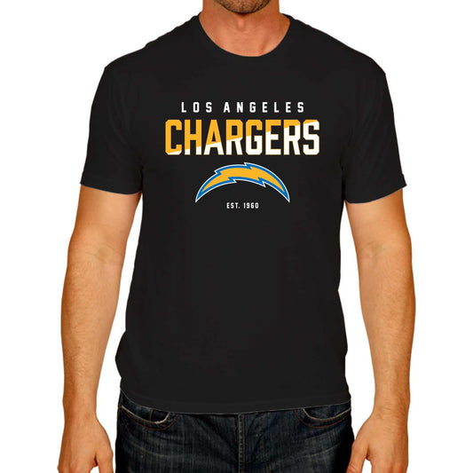 Los Angeles Chargers Adult NFL Diagonal Fade Color Block T-Shirt - Black