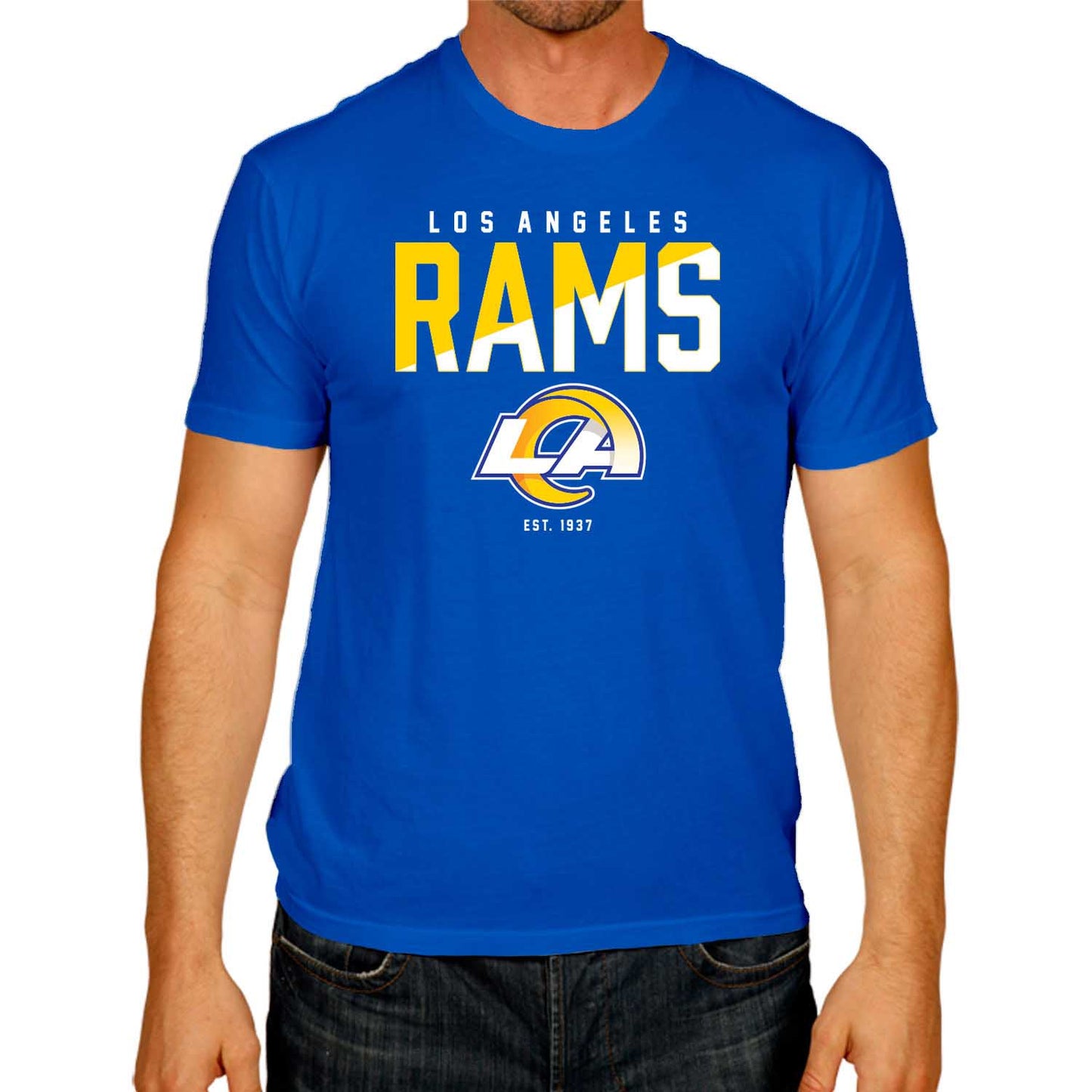 Los Angeles Rams Adult NFL Diagonal Fade Color Block T-Shirt - Royal