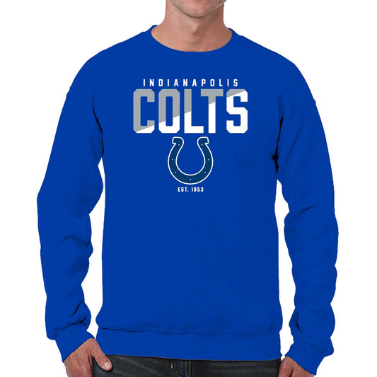 Indianapolis Colts Adult NFL Diagonal Fade Color Block Crewneck Sweatshirt - Royal