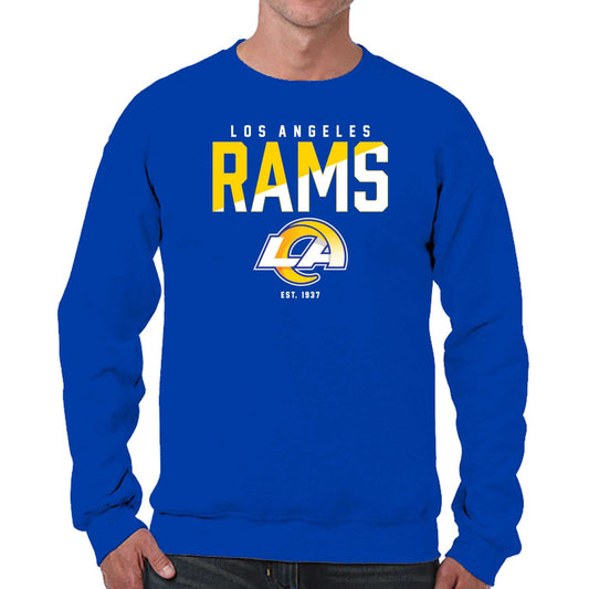 Los Angeles Rams Adult NFL Diagonal Fade Color Block Crewneck Sweatshirt - Royal