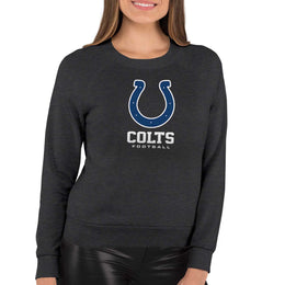 Indianapolis Colts Women's NFL Ultimate Fan Logo Slouchy Crewneck -Tagless Fleece Lightweight Pullover - Charcoal