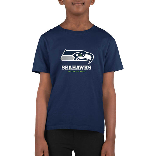 Seattle Seahawks Youth NFL Ultimate Fan Logo Short Sleeve T-Shirt - Navy
