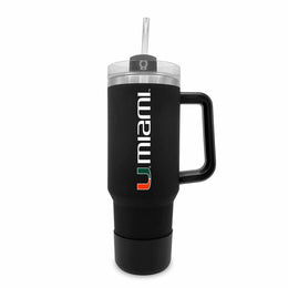 Miami Hurricanes College & University 40 oz Travel Tumbler With Handle - Black
